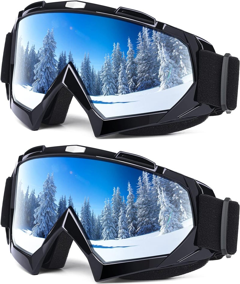 Braylin Adult Ski Goggles, 2-Pack Snowboard Goggles for Youth, Teens, Men & Women, Wide View Snowmobile Goggles - Image 1